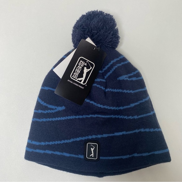 PGA Tour Men’s/Womens Navy Blue Beanie with Pom Pom, OS - Picture 2 of 8